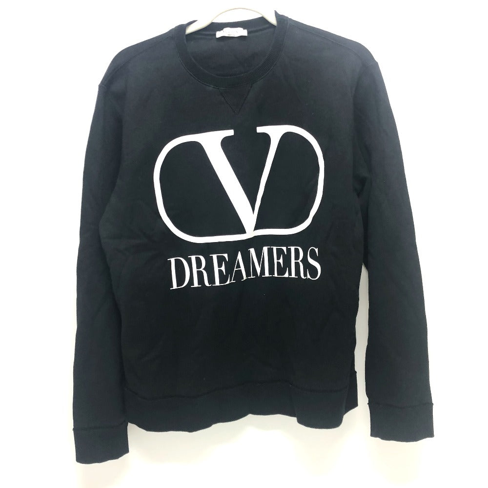 VALENTINO Long-sleeved T-shirt TV0MF11Y680 cotton black 20Stainless Steel Logo print mens S Used Authentic