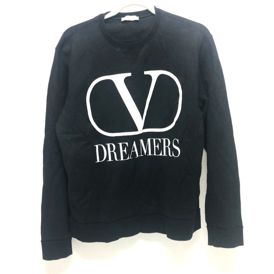 VALENTINO Long-sleeved T-shirt TV0MF11Y680 cotton black 20Stainless Steel Logo print mens S Used Authentic