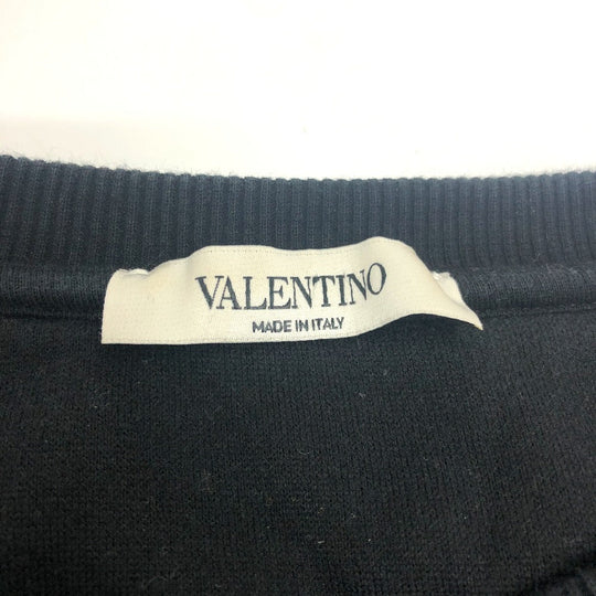 VALENTINO Long-sleeved T-shirt TV0MF11Y680 cotton black 20Stainless Steel Logo print mens S Used Authentic