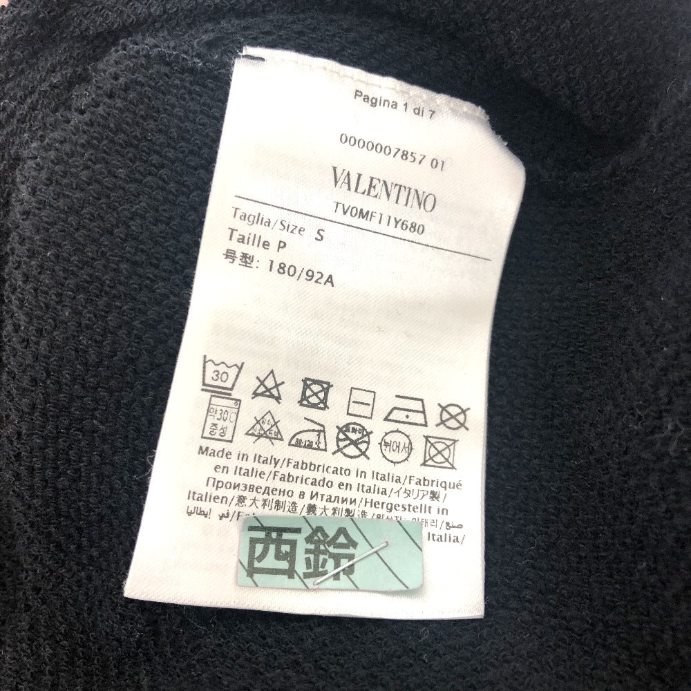 VALENTINO Long-sleeved T-shirt TV0MF11Y680 cotton black 20Stainless Steel Logo print mens S Used Authentic