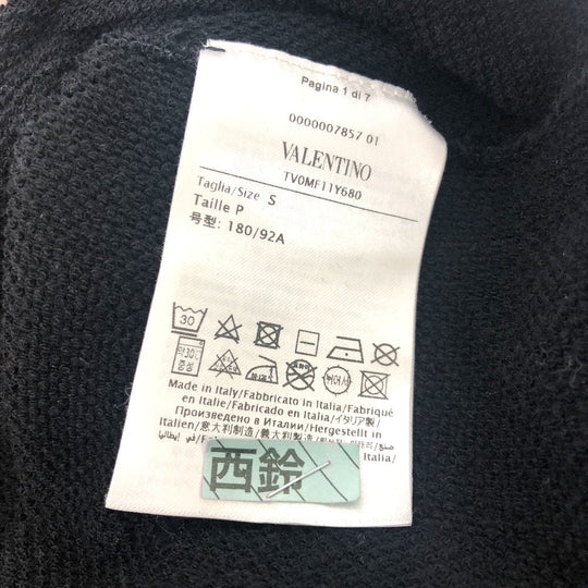 VALENTINO Long-sleeved T-shirt TV0MF11Y680 cotton black 20Stainless Steel Logo print mens S Used Authentic