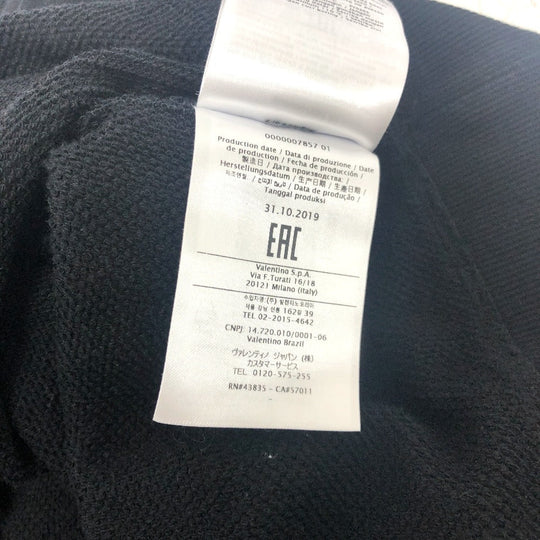 VALENTINO Long-sleeved T-shirt TV0MF11Y680 cotton black 20Stainless Steel Logo print mens S Used Authentic