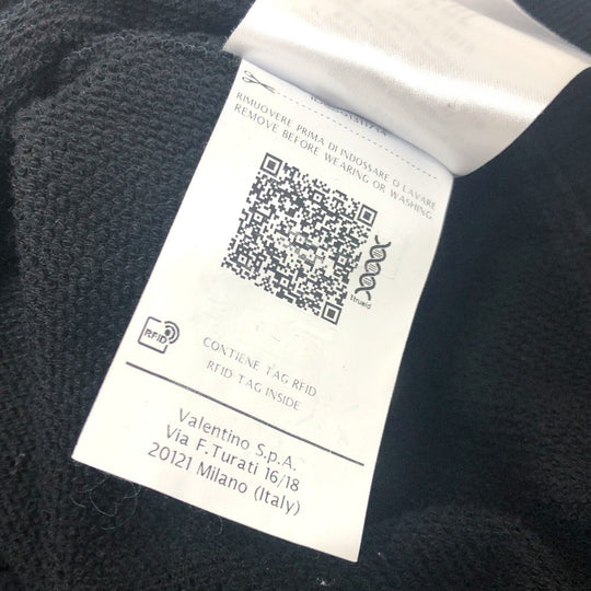 VALENTINO Long-sleeved T-shirt TV0MF11Y680 cotton black 20Stainless Steel Logo print mens S Used Authentic