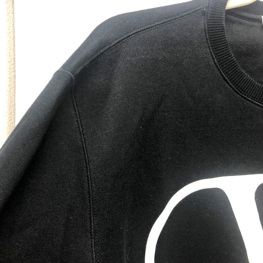 VALENTINO Long-sleeved T-shirt TV0MF11Y680 cotton black 20Stainless Steel Logo print mens S Used Authentic