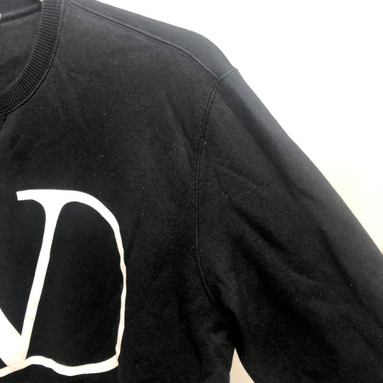 VALENTINO Long-sleeved T-shirt TV0MF11Y680 cotton black 20Stainless Steel Logo print mens S Used Authentic