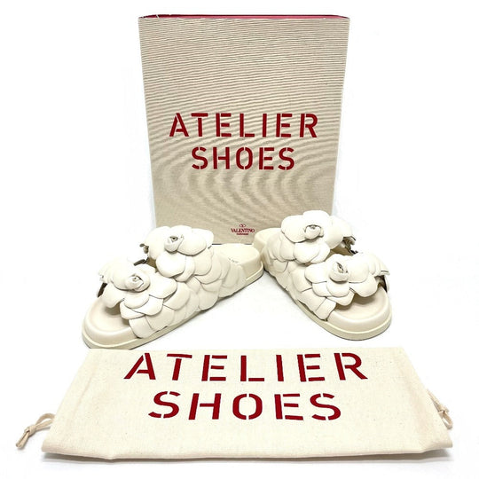 VALENTINO Sandals Leather, rubber sole white Atelier rose edition Women 36 Used Authentic