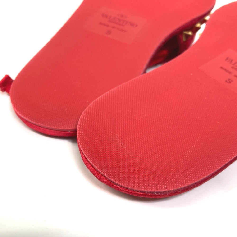 Valentino Sandals Silk, Leather Red Alcove set ribbon Lace Rockstuds S