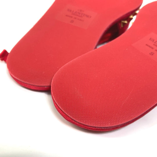 Valentino Sandals Silk, Leather Red Alcove set ribbon Lace Rockstuds S