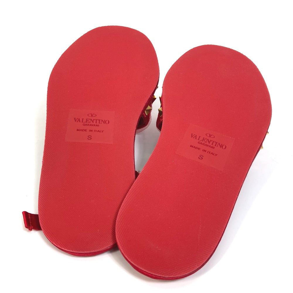 Valentino Sandals Silk, Leather Red Alcove set ribbon Lace Rockstuds S