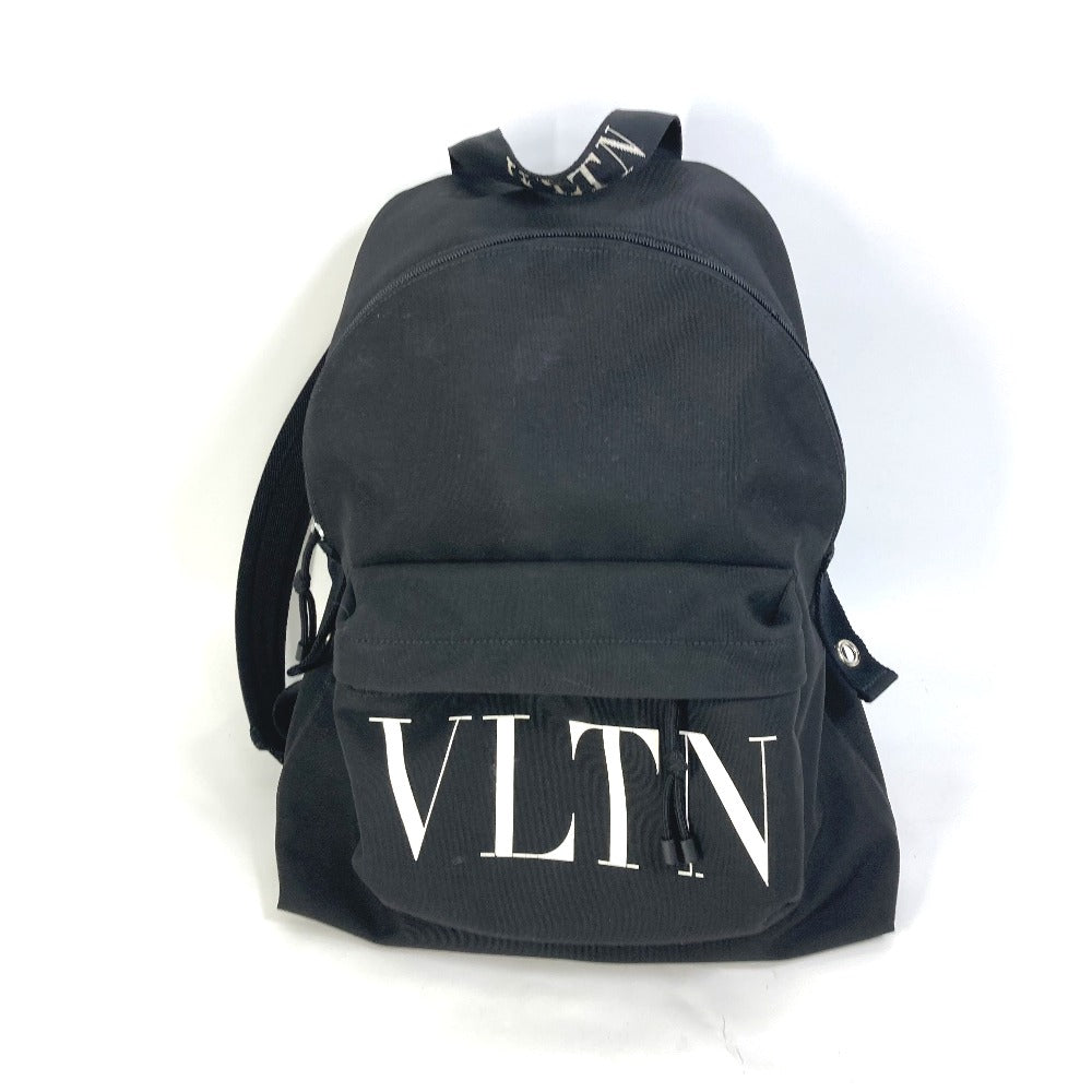 VALENTINO Backpack Nylon black Bag VLTN logo mens Used Authentic