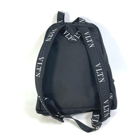 VALENTINO Backpack Nylon black Bag VLTN logo mens Used Authentic