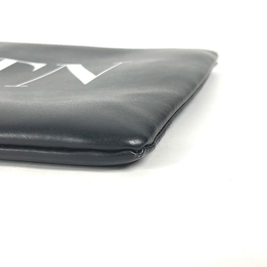 VALENTINO Clutch bag leather black bag pouch logo mens Used Authentic