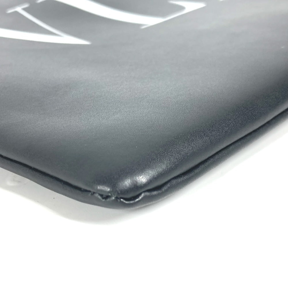 VALENTINO Clutch bag leather black bag pouch logo mens Used Authentic