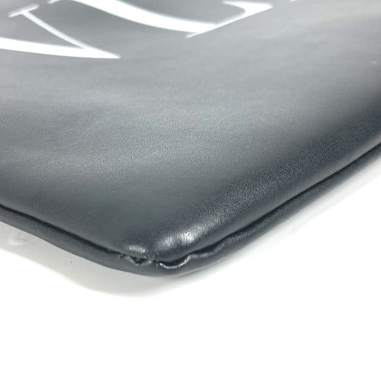 VALENTINO Clutch bag leather black bag pouch logo mens Used Authentic