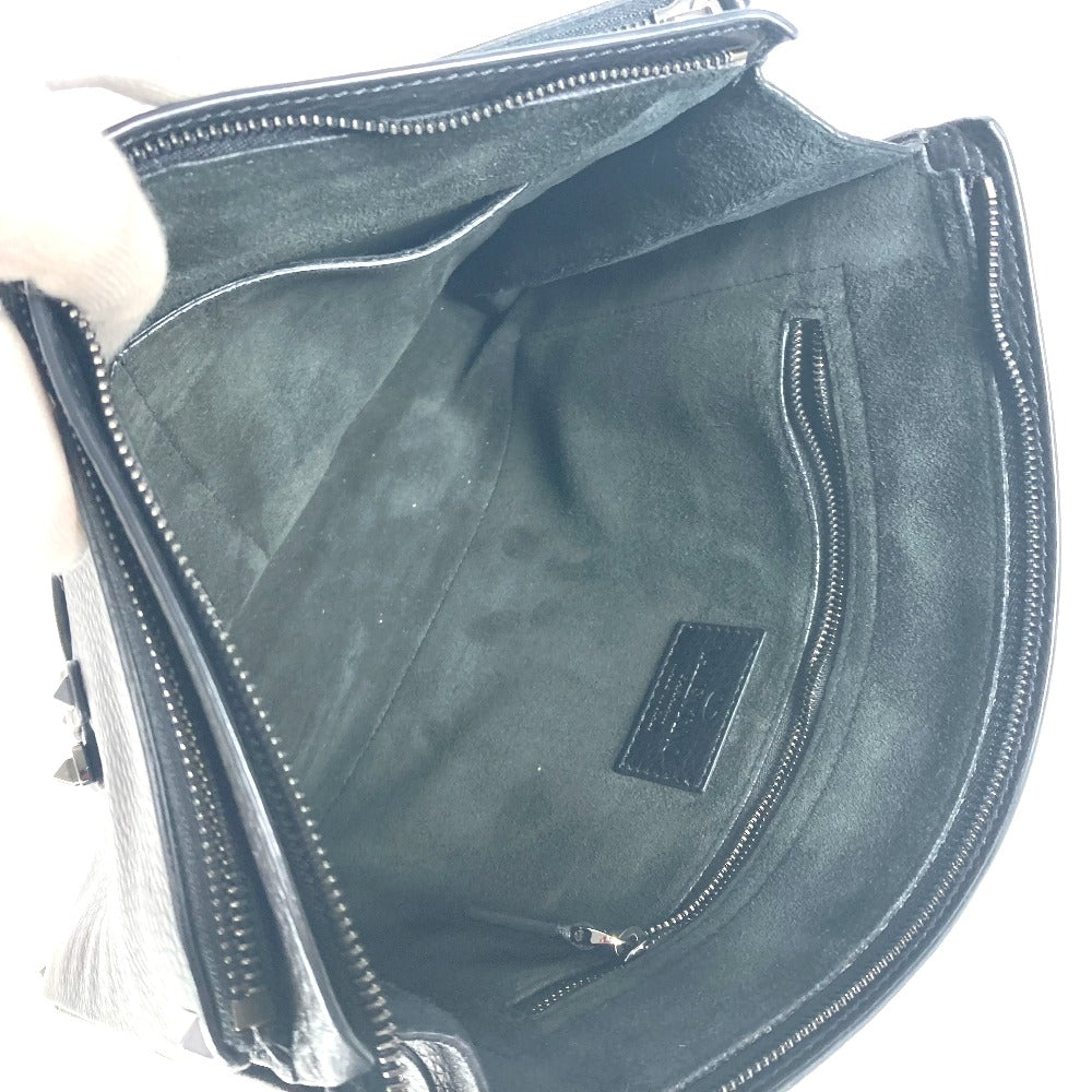VALENTINO Clutch bag leather black Studs mens Used Authentic