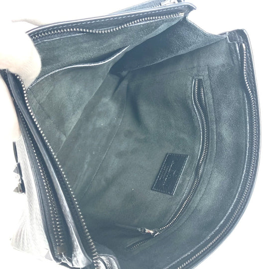 VALENTINO Clutch bag leather black Studs mens Used Authentic