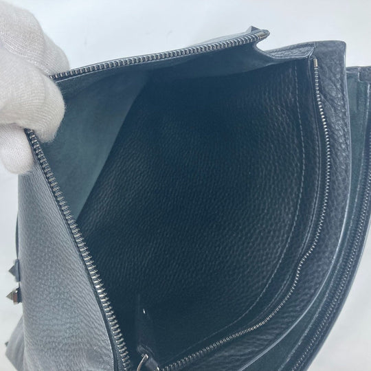 VALENTINO Clutch bag leather black Studs mens Used Authentic