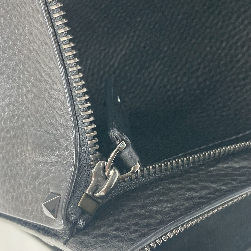 VALENTINO Clutch bag leather black Studs mens Used Authentic