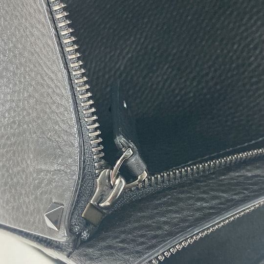 VALENTINO Clutch bag leather black Studs mens Used Authentic