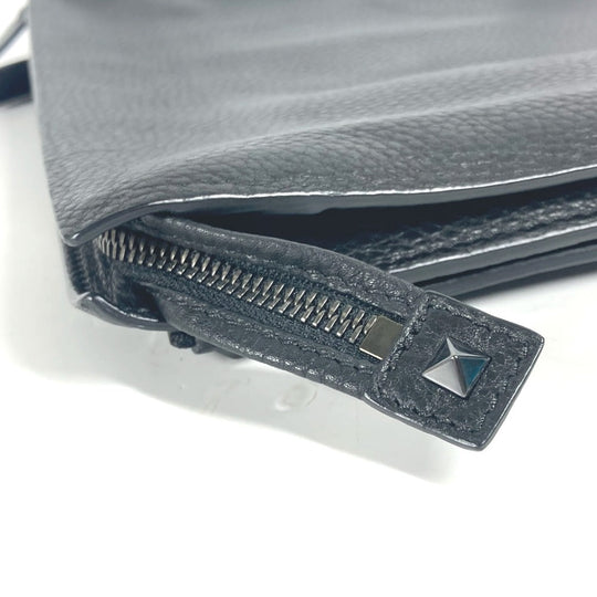 VALENTINO Clutch bag leather black Studs mens Used Authentic