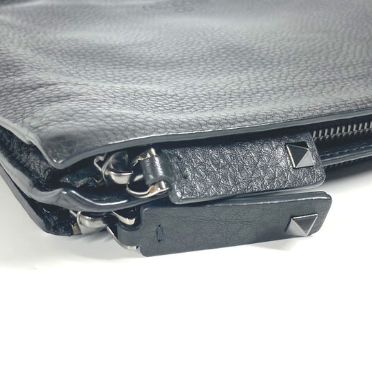 VALENTINO Clutch bag leather black Studs mens Used Authentic