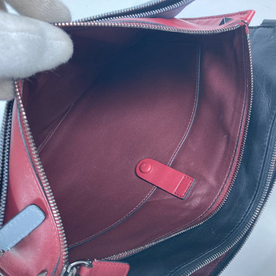 VALENTINO Clutch bag leather black Studs 3 stations mens(Unisex) Used Authentic