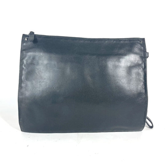 VALENTINO Clutch bag leather black Studs 3 stations mens(Unisex) Used Authentic