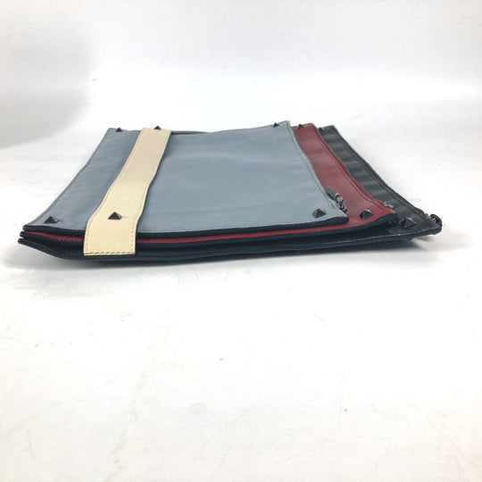 VALENTINO Clutch bag leather black Studs 3 stations mens(Unisex) Used Authentic