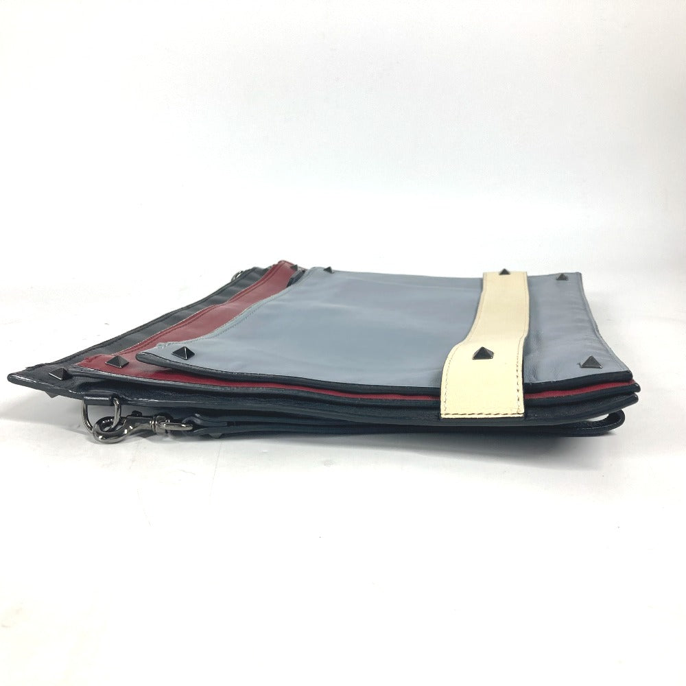 VALENTINO Clutch bag leather black Studs 3 stations mens(Unisex) Used Authentic