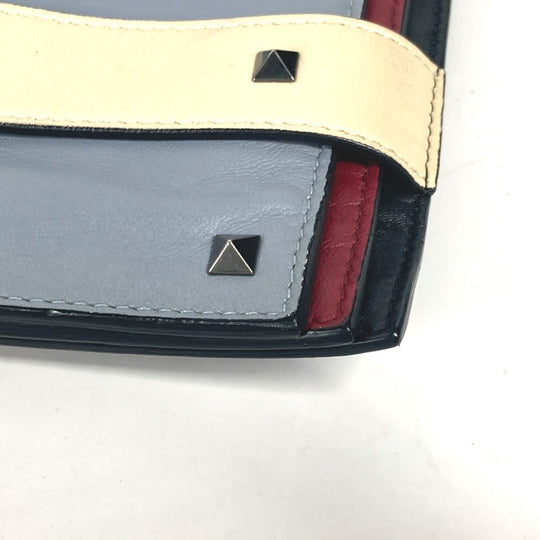 VALENTINO Clutch bag leather black Studs 3 stations mens(Unisex) Used Authentic