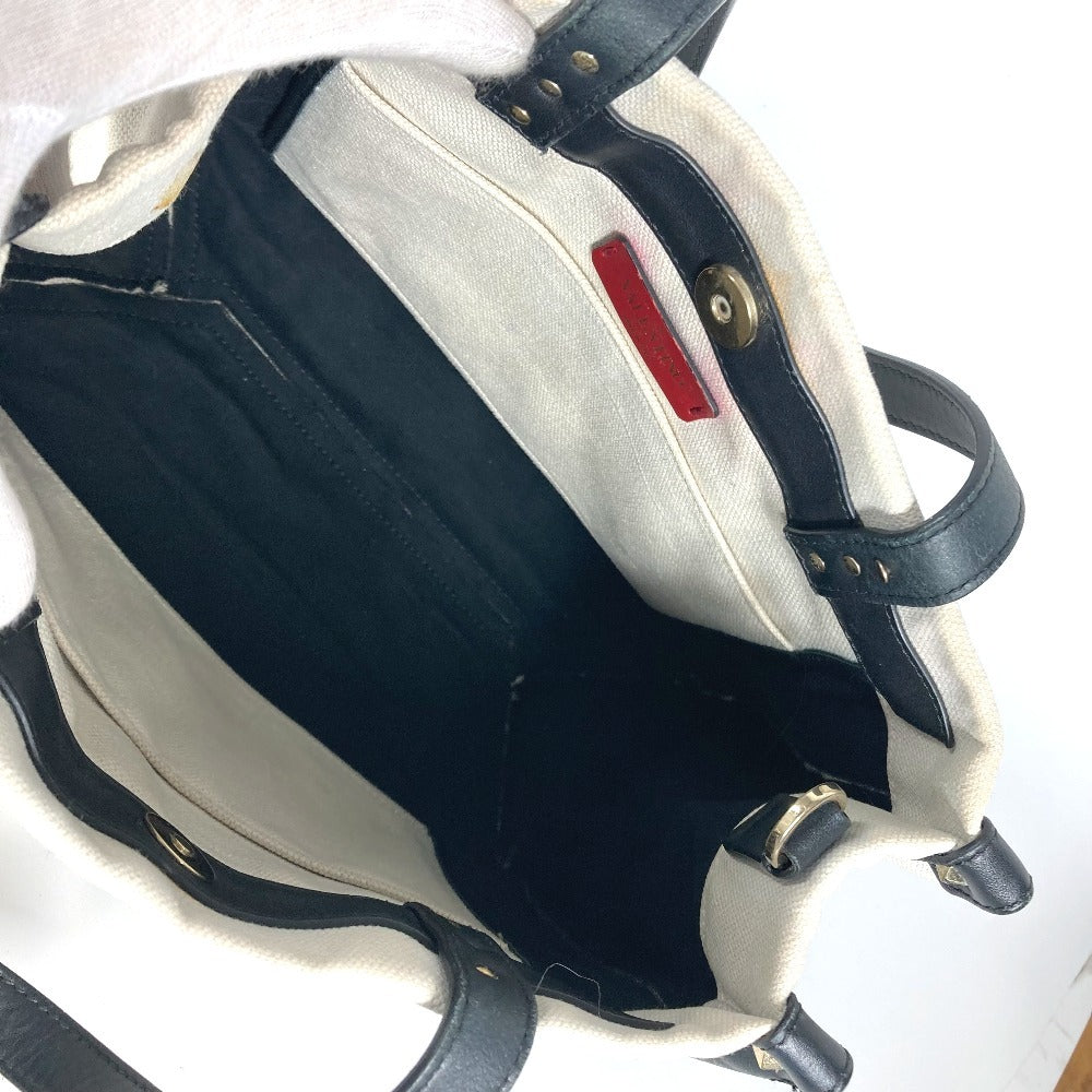 VALENTINO Tote Bag Canvas / leather white logo studs unisex(Unisex) Used Authentic