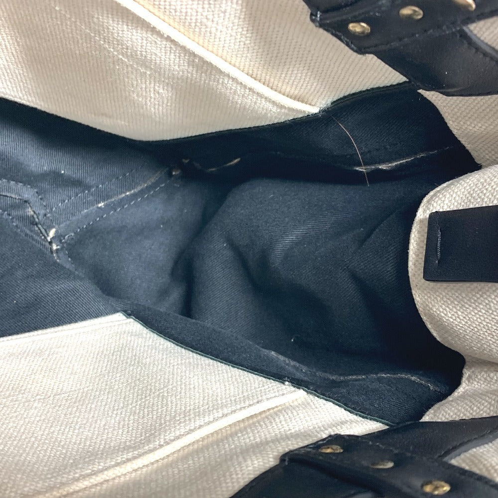 VALENTINO Tote Bag Canvas / leather white logo studs unisex(Unisex) Used Authentic