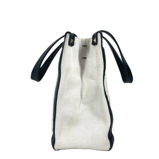 VALENTINO Tote Bag Canvas / leather white logo studs unisex(Unisex) Used Authentic