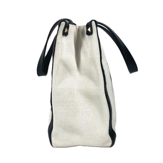 VALENTINO Tote Bag Canvas / leather white logo studs unisex(Unisex) Used Authentic