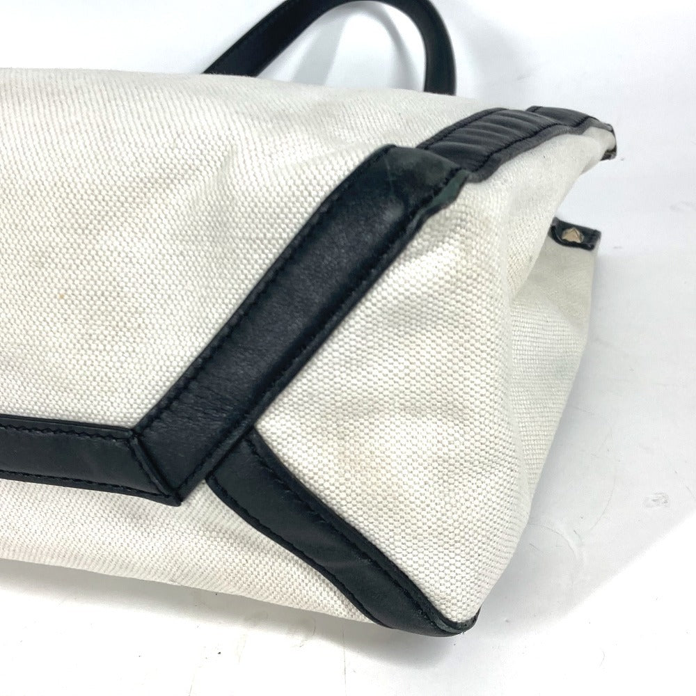 VALENTINO Tote Bag Canvas / leather white logo studs unisex(Unisex) Used Authentic