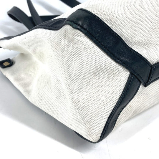 VALENTINO Tote Bag Canvas / leather white logo studs unisex(Unisex) Used Authentic