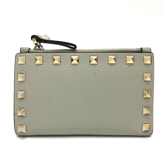 Valentino Folded wallet leather gray Rock studs