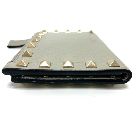 Valentino Folded wallet leather gray Rock studs