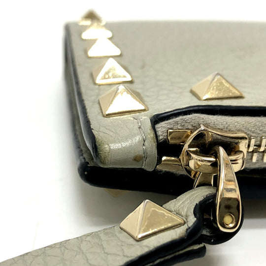 Valentino Folded wallet leather gray Rock studs