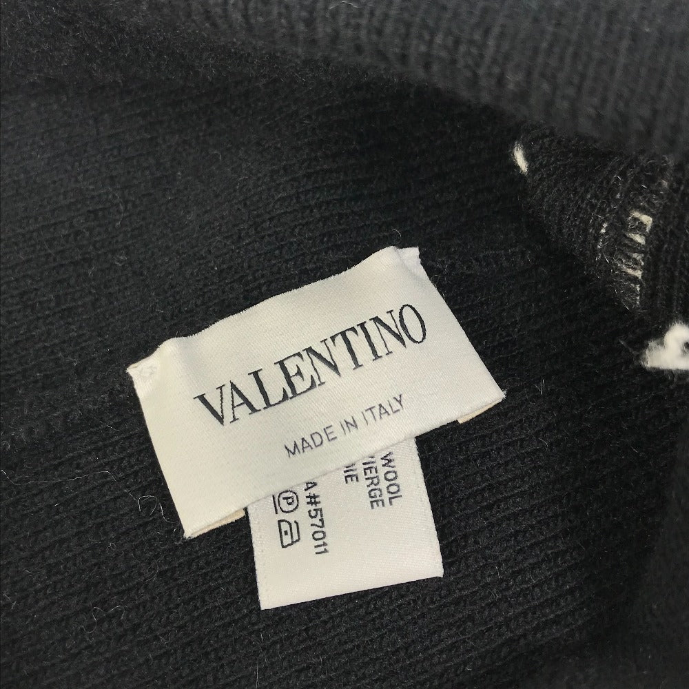 VALENTINO Knit hat Wool, Silk black VLTN logo mens Used Authentic