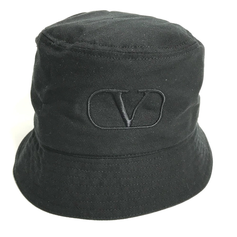VALENTINO hat HGA11HCY cotton black V logo Women 58 Used Authentic