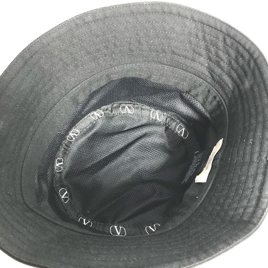 VALENTINO hat HGA11HCY cotton black V logo Women 58 Used Authentic