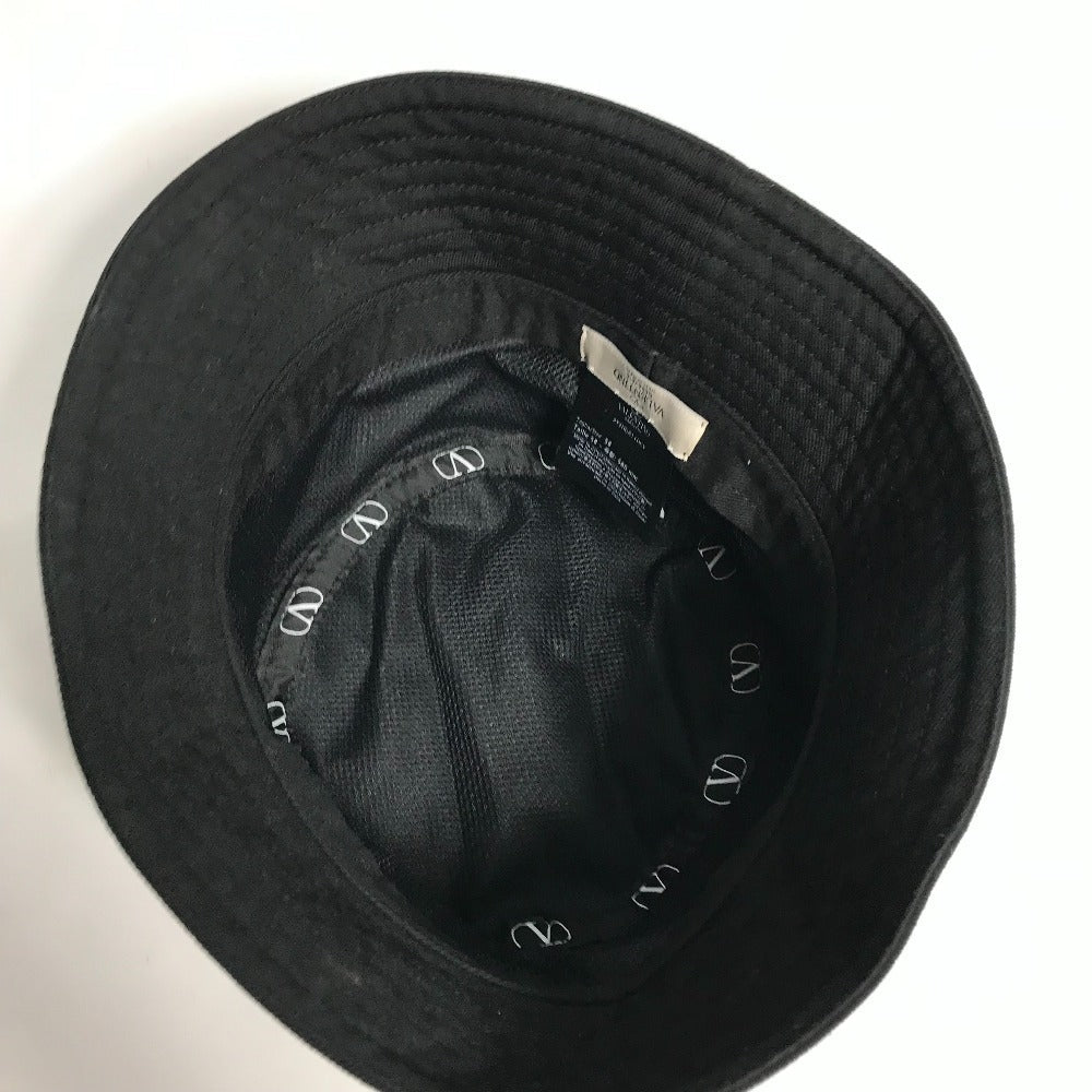 VALENTINO hat HGA11HCY cotton black V logo Women 58 Used Authentic