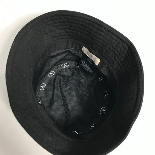 VALENTINO hat HGA11HCY cotton black V logo Women 58 Used Authentic