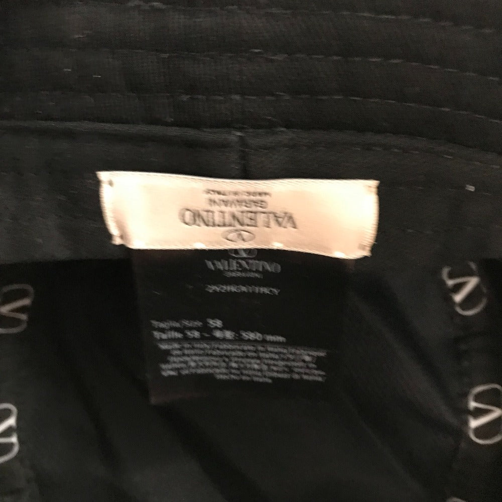 VALENTINO hat HGA11HCY cotton black V logo Women 58 Used Authentic