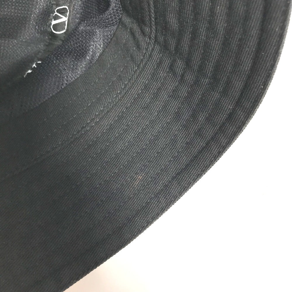 VALENTINO hat HGA11HCY cotton black V logo Women 58 Used Authentic