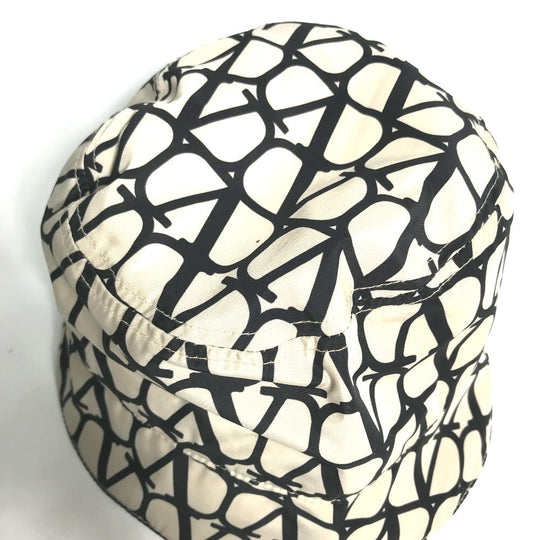 VALENTINO hat 3Y2HGA11FHG polyester beige 23FW Toile Iconograph Faille Bucket Hat mens 58 Used Authentic