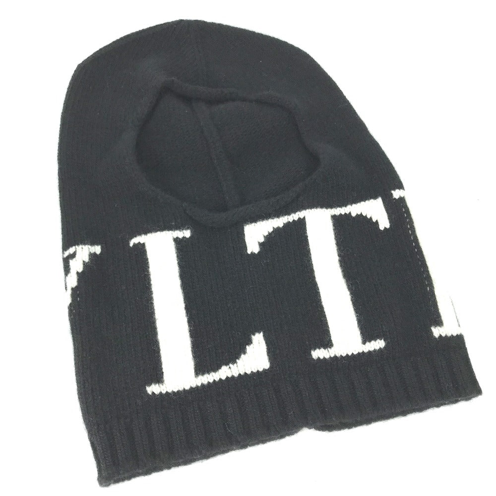 VALENTINO Knit hat Wool / cashmere black VLTN logo Balaclava mens Used Authentic