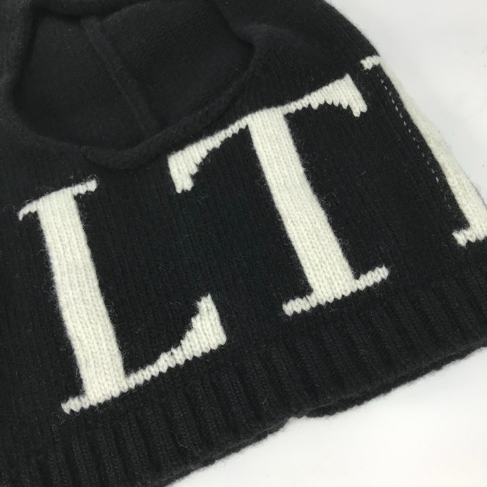 VALENTINO Knit hat Wool / cashmere black VLTN logo Balaclava mens Used Authentic