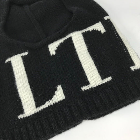 VALENTINO Knit hat Wool / cashmere black VLTN logo Balaclava mens Used Authentic